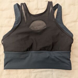 LL🍋 Double Layer Black and Dark Blue Women's Sports Bra